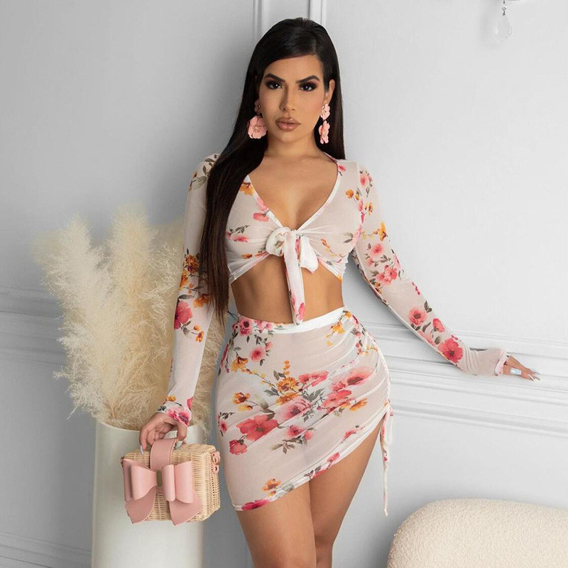 Aesthetic Mesh Floral Printed Two Piece Dress Set Women 2021 Summer Bandage Cropped Top And Drawstring Skirts Active Outfits, White
Aesthetic Mesh Floral Printed Two Piece Dress Set Women 2021 Summer Bandage Cropped Top And Drawstring Skirts Active Outfits, White