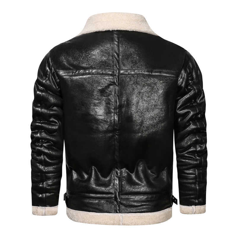 Atumn Winter Thick Leather Jackets Men Fashion Lapel Collar Faux PU Coats Mens Casual Warm High Quality Outwear Male 211018