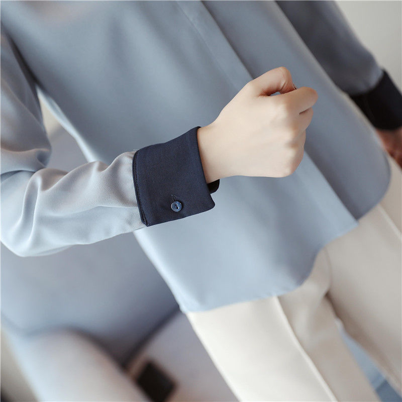 White Shirt Women Long Sleeve Spring Autumn Patchwork Turn-down Collar Ladies Tops Office Lady Chiffon Blouse Plus Size 5XL D196 210512