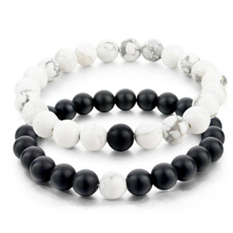 8mm black frosted white Turquoise lovers Bracelet