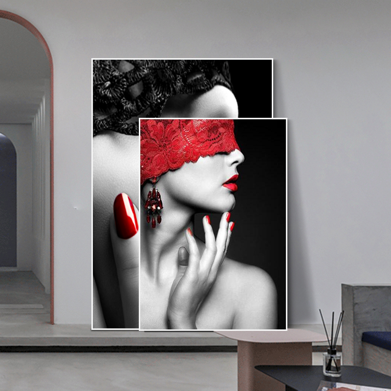 Modern Fashion Sexy Red Lips Canvas Painting Women Posters and Prints Living Room Bedroom Wall Art Pictures Home Bar Decoration
