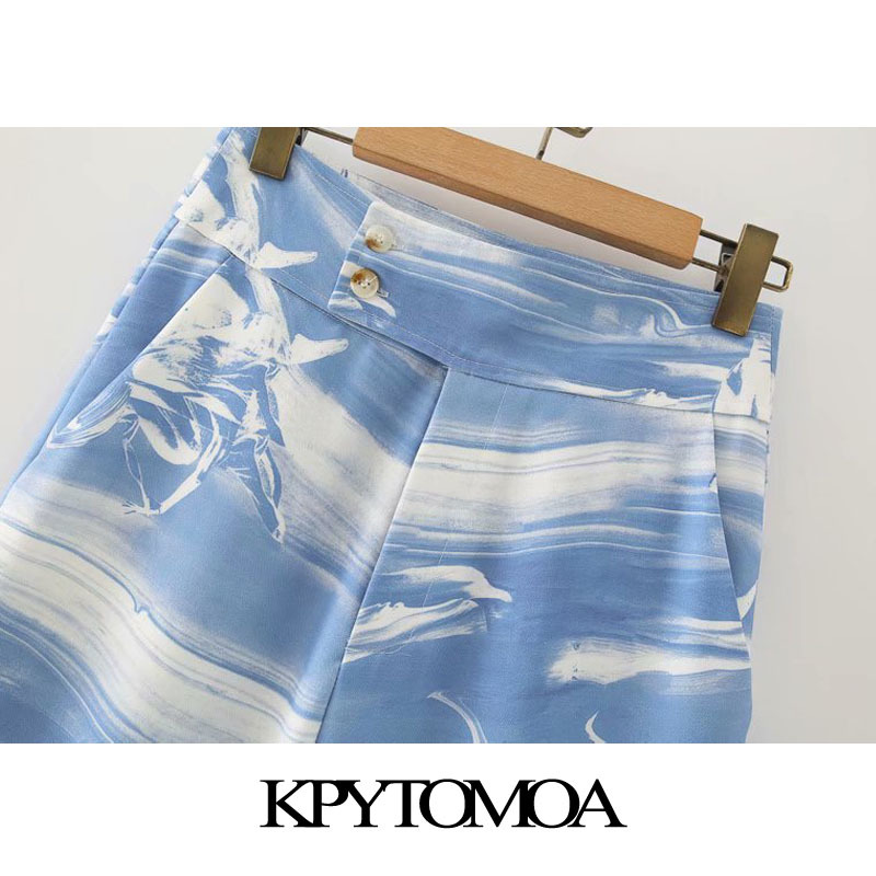 Women Chic Fashion Animal Print Side Pockets Pants High Waist Zipper Fly Female Ankle Trousers Mujer 210420