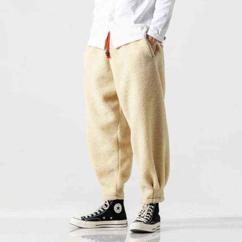 HOUZHOU Men's Winter Pants Black Trousers Male Casual Fleece Pants Fleeced Clothing Khaki Harajuku Korean Streetwear Hip Hop 5XL 211112