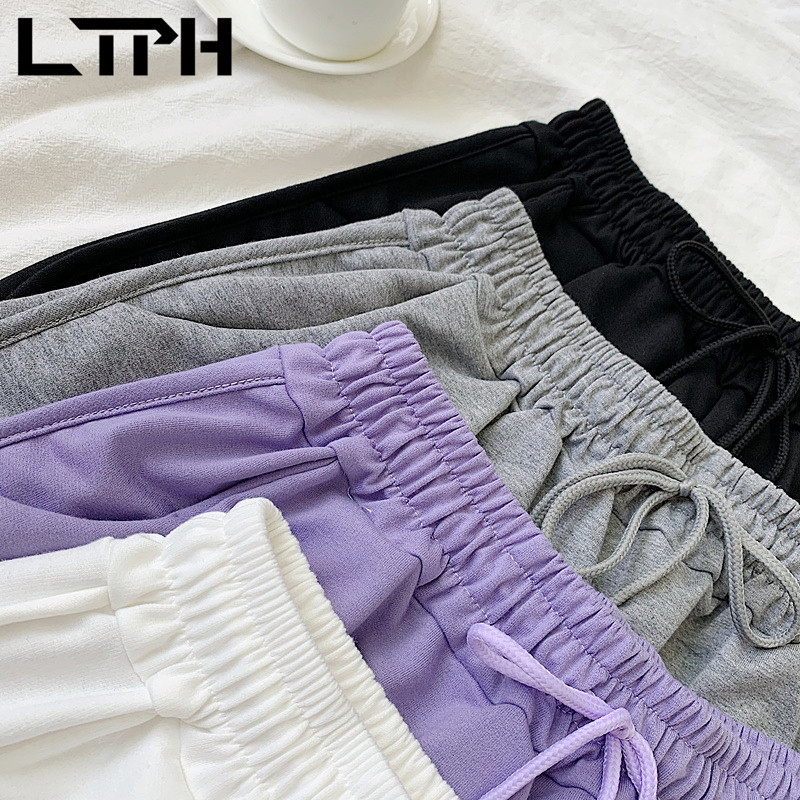Loose High Waist All-match Plus Size bottoms Thin joggers women drawstring sweatpants gym shorts Summer 210427