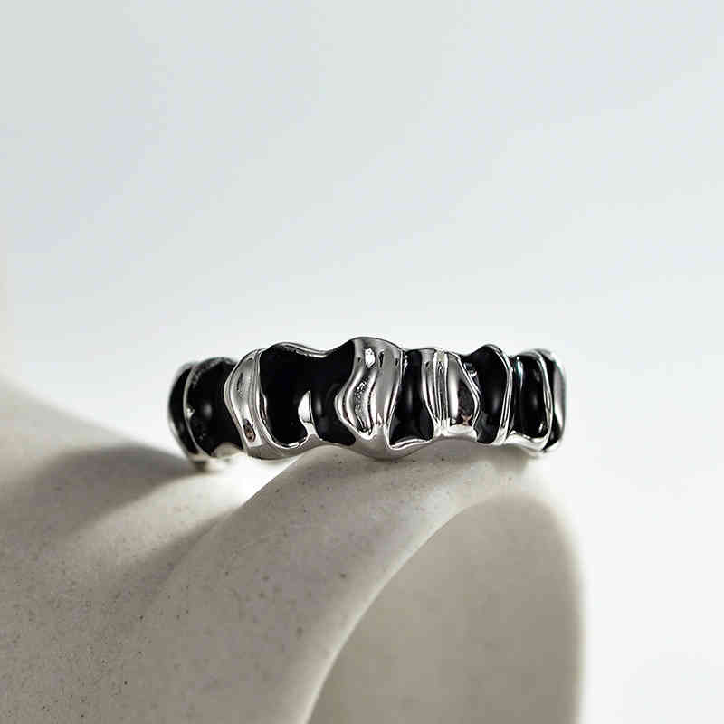 Korean Design Wild Snake Ring Pleated Colloidal Sense S925 Sterling Silver Opening Female