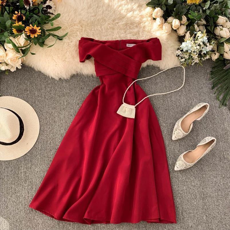 slash neck strapless shoulder women tank solid dress party temperament cross design slim zipper high waist ropa 47873, White
slash neck strapless shoulder women tank solid dress party temperament cross design slim zipper high waist ropa 47873, White