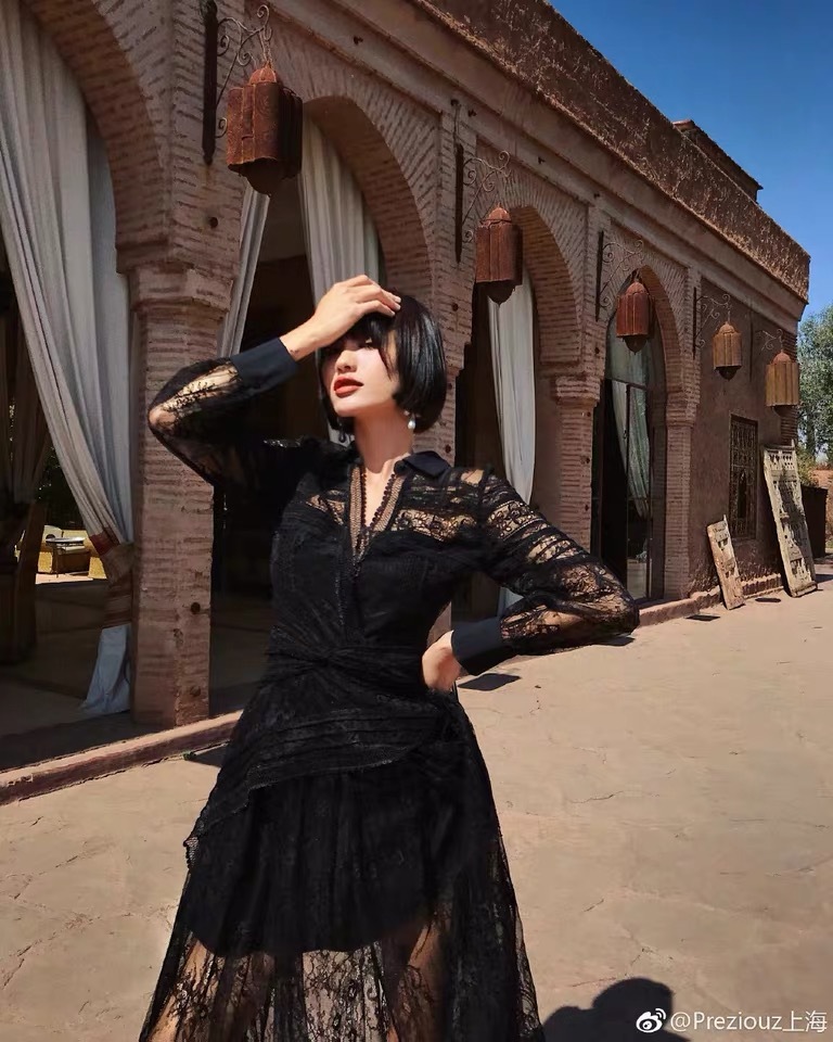 vintage black gothic styleelegant lace maxi dress party dinner hollow out long dresses women vestidos French Paris 210421