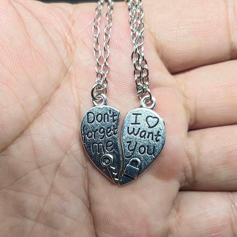 Chains "Don'T Forget Me" Splicing Heart Pendant Necklace Fashion Style Couple Love Lady Gift, Silver
Chains "Don'T Forget Me" Splicing Heart Pendant Necklace Fashion Style Couple Love Lady Gift, Silver