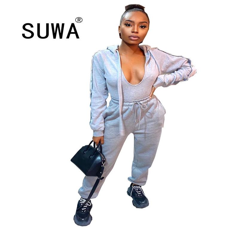 Deep V Neck Long Sleeve Hoodies Sweatshirt And Sport Pants Trousers Classic Gray Two Piece Outfits For Women Matching Sets 210525
Deep V Neck Long Sleeve Hoodies Sweatshirt And Sport Pants Trousers Classic Gray Two Piece Outfits For Women Matching Sets 210525