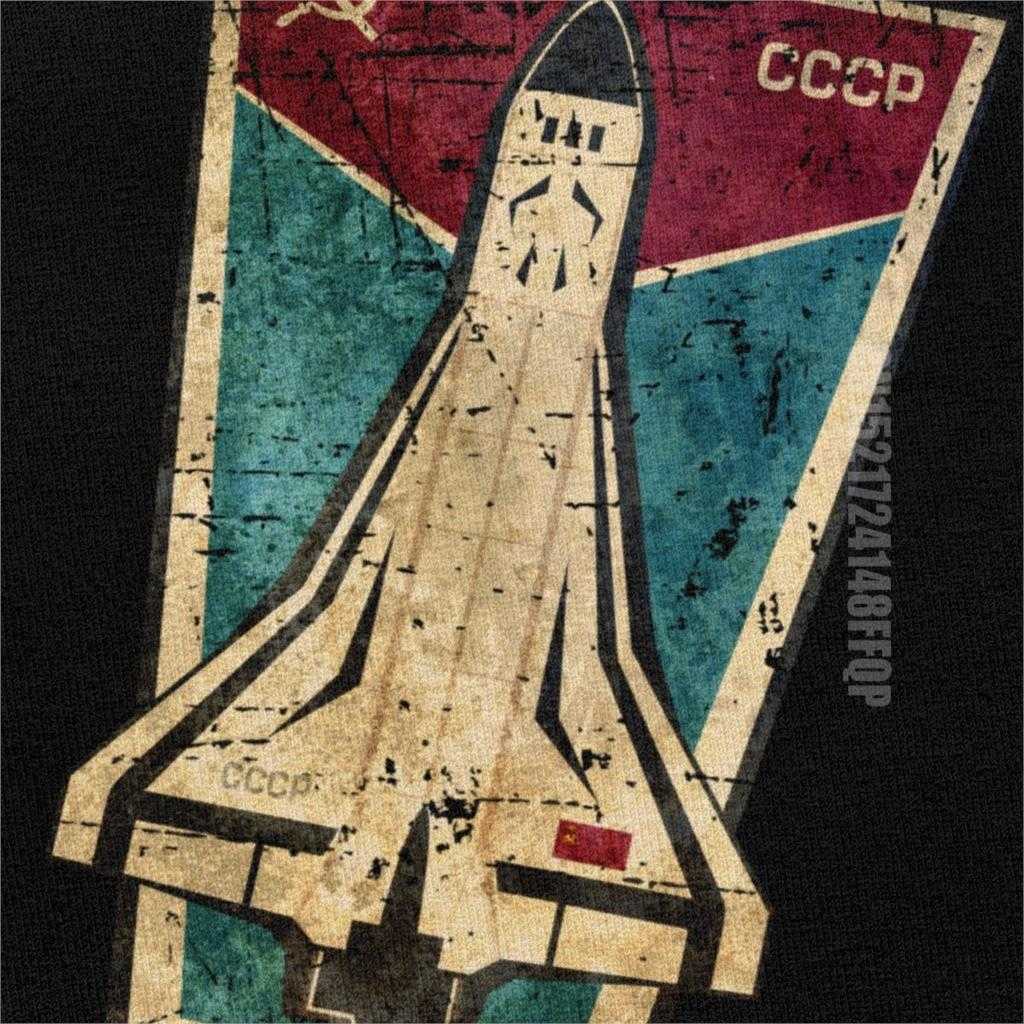 Stylish Russian CCCP Buran Tshirt Male Space Shuttle Emblem T-shirt Men Summer Tee Soviet Union USSR Spacecraft T Shirt Retro 210629