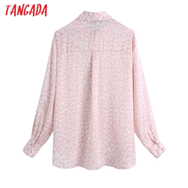 Spring Women Pink Oversized Animal Print Blouse Long Sleeve Chic Female Office Lady Shirt Blusas BE471 210416