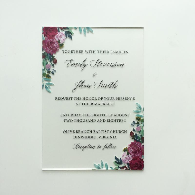 Greeting Cards Beautiful Burgundy Floral Watercolor Style 5x7inch Frosted Acrylic Wedding Invitation Card 100 Pieces Per Lot
Greeting Cards Beautiful Burgundy Floral Watercolor Style 5x7inch Frosted Acrylic Wedding Invitation Card 100 Pieces Per Lot