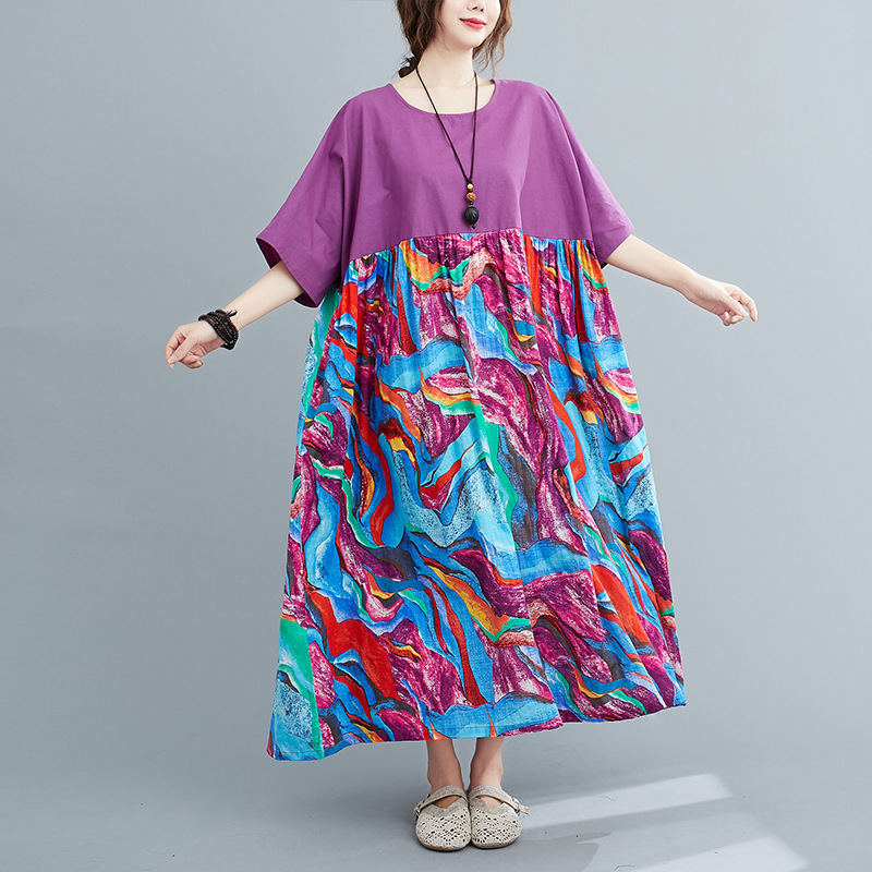 Johnature Vintage Patchwork Color Dresses For Women O-Neck Half Sleeve Autumn Plus Size Women Clothes Purple Dress 210521
Johnature Vintage Patchwork Color Dresses For Women O-Neck Half Sleeve Autumn Plus Size Women Clothes Purple Dress 210521