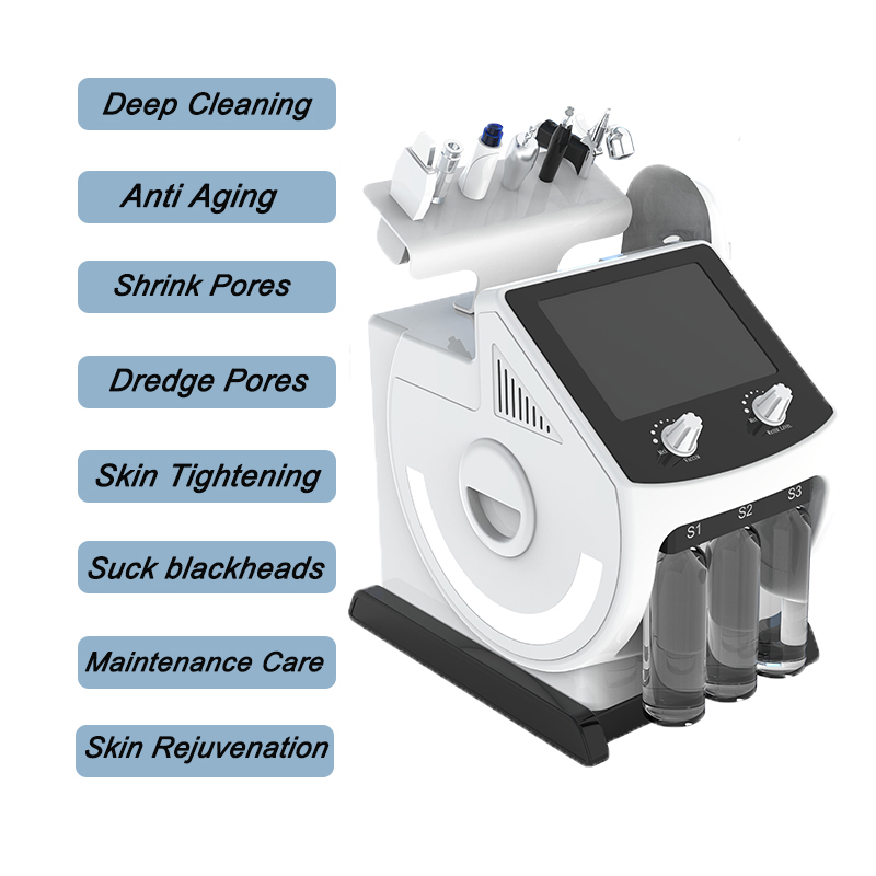 Diamond microdermabrasion equipment rf skin care beauty machine scrubber pore vacuum hydro peeling oxygen facial led photon mask device 7 handle