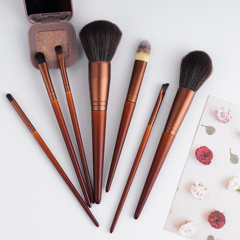 Makeup Brushes 7Pcs European Vintage Wood Handle Brush High Quality Loose Powder Blush Foundation Super Soft Theatre