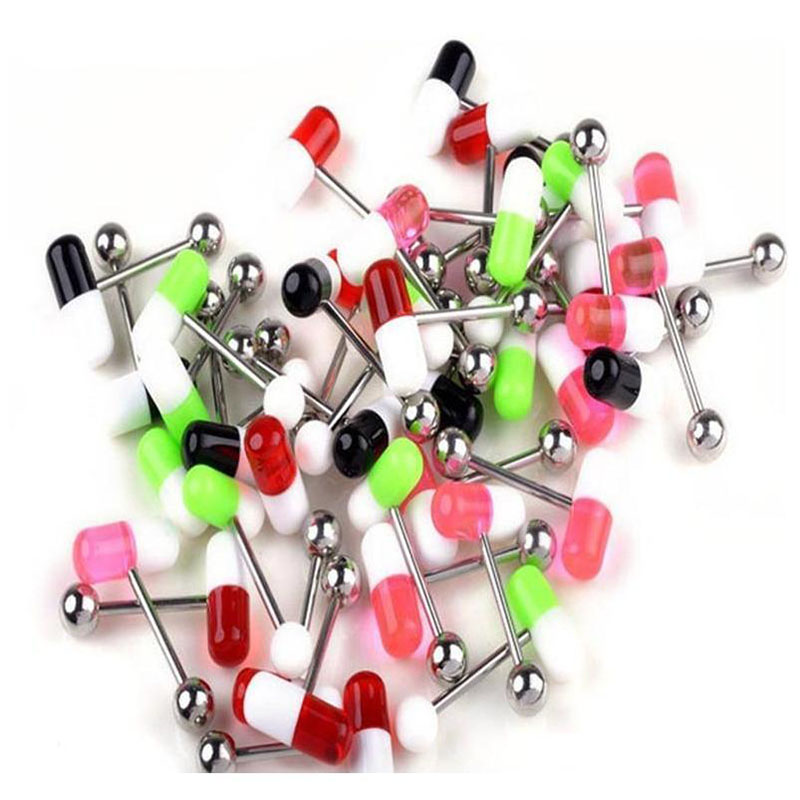 Body Piercing Jewelry Capsule Shape Tongue Bar Nipple Bars Ring Labret Lip Piercing Jewellery for Men Women Wholesale Price