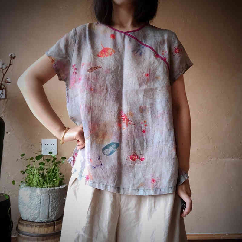 Johnature Summer Print O-Neck Tops Vintage Retro Short Sleeve Linen Women Retro Casual All-match Loose T-Shirt 210521, Gray
Johnature Summer Print O-Neck Tops Vintage Retro Short Sleeve Linen Women Retro Casual All-match Loose T-Shirt 210521, Gray