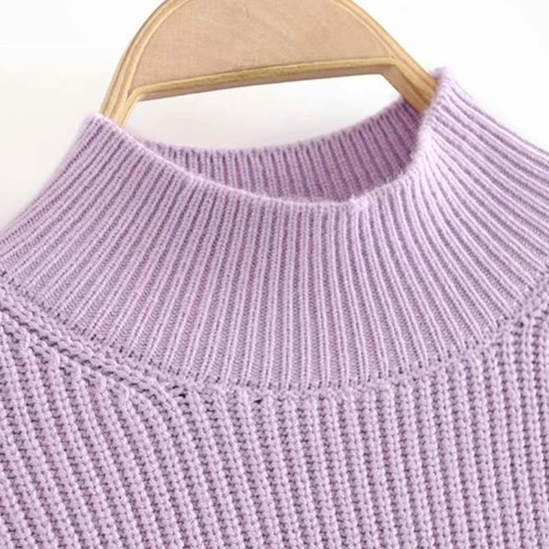 Winter women turtleneck sweater long sleeve knitted pullovers female elegant pull femme casual purple warm jumper tops 210521