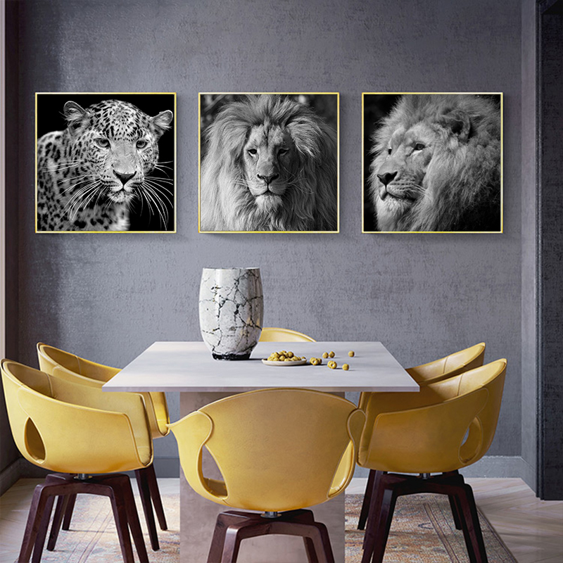 Black White Lion Pictures Wall Art Paintings For Living Room Canvas Printings Modern Animal Decoration No Frame