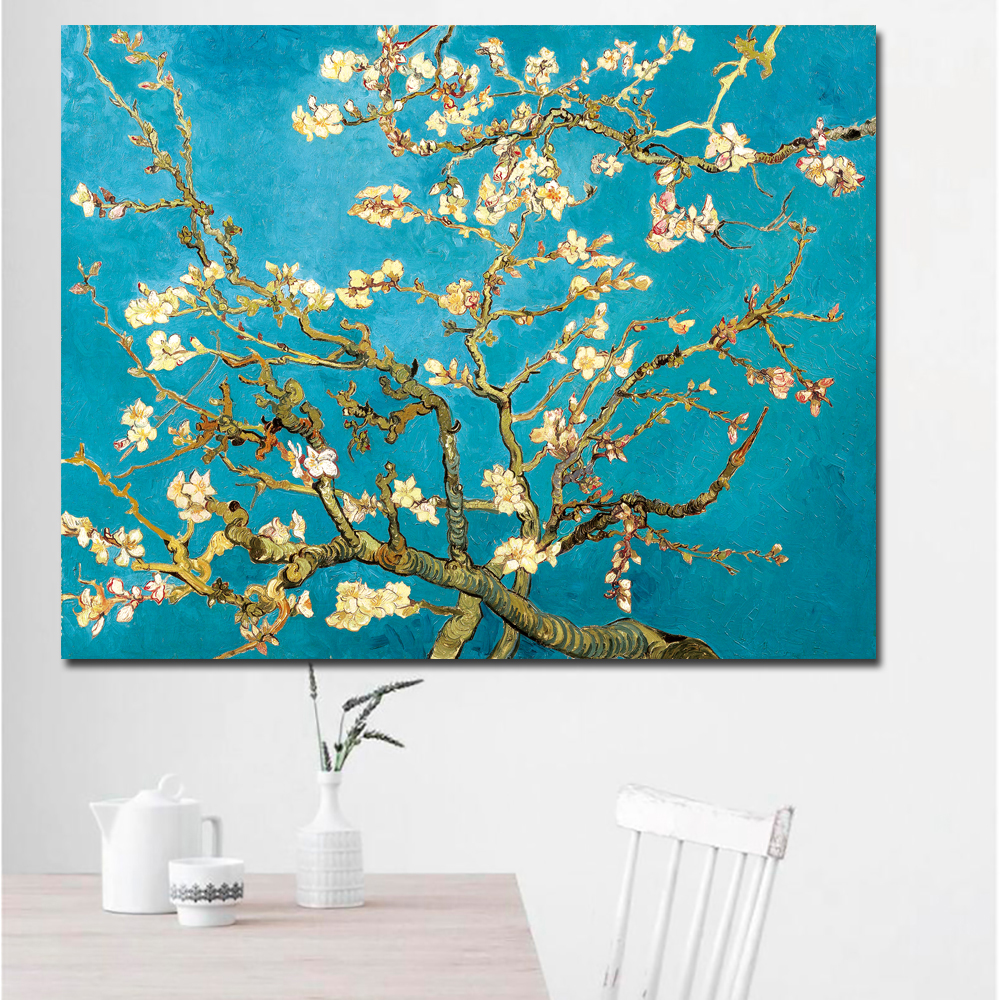 Blossoming Almond Tree By Van Gogh Flower Reproduction Works Oil Painting Canvas Print Wall Picture for Living Room