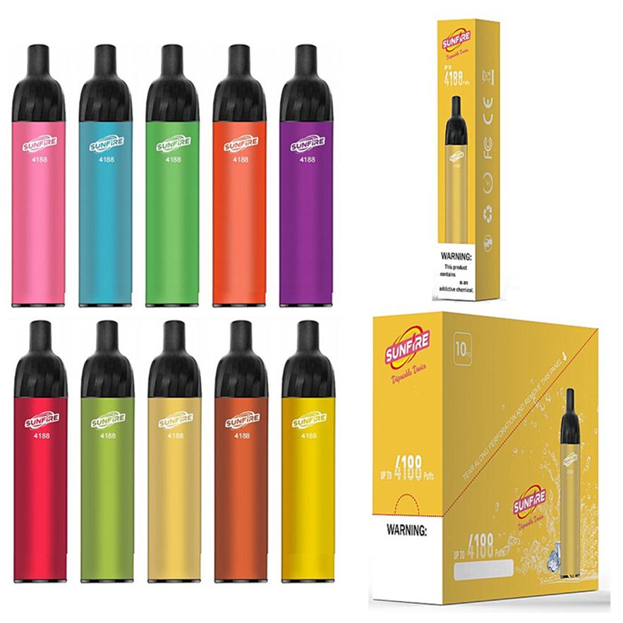 Sunfire 4188 Puffs Mesh Coil Disposable E Cigarette 20mg 30mg 50mg 12ml 650mAh Rechargeable Vape Pen a04
Sunfire 4188 Puffs Mesh Coil Disposable E Cigarette 20mg 30mg 50mg 12ml 650mAh Rechargeable Vape Pen a04