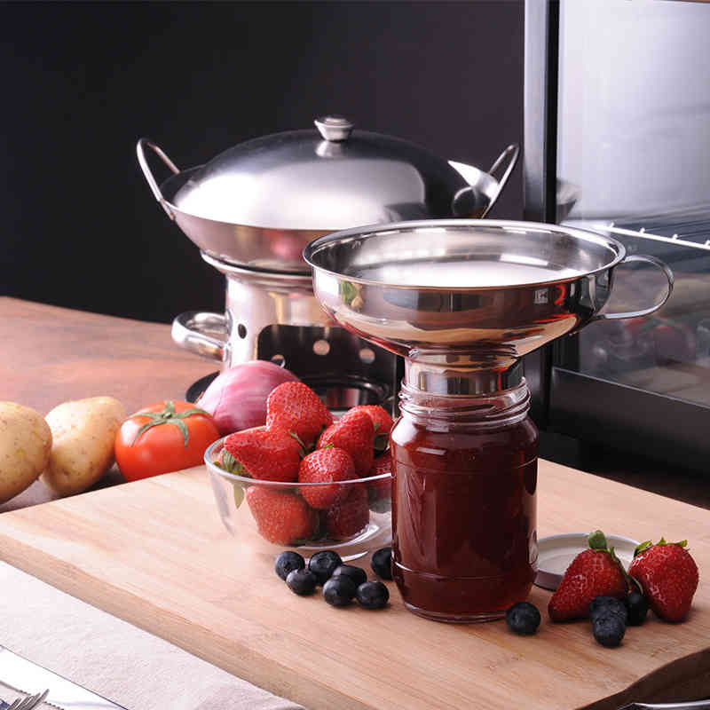 1PC Stainless Steel Funnel Wide Mouth Canning Hopper Filter Food Pickles Spices Jam Funnel Kitchen Gadgets Cooking Tools