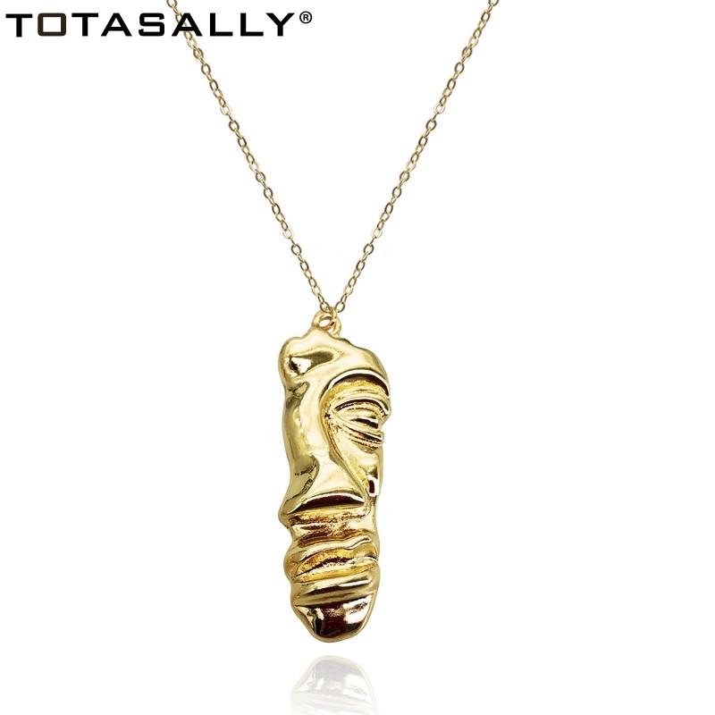 Pendant Necklaces TOTASALLY Women Long Fashion Golden Metal Human Face Pendants Girl's Gifts Chain Colliers Dropship
Pendant Necklaces TOTASALLY Women Long Fashion Golden Metal Human Face Pendants Girl's Gifts Chain Colliers Dropship