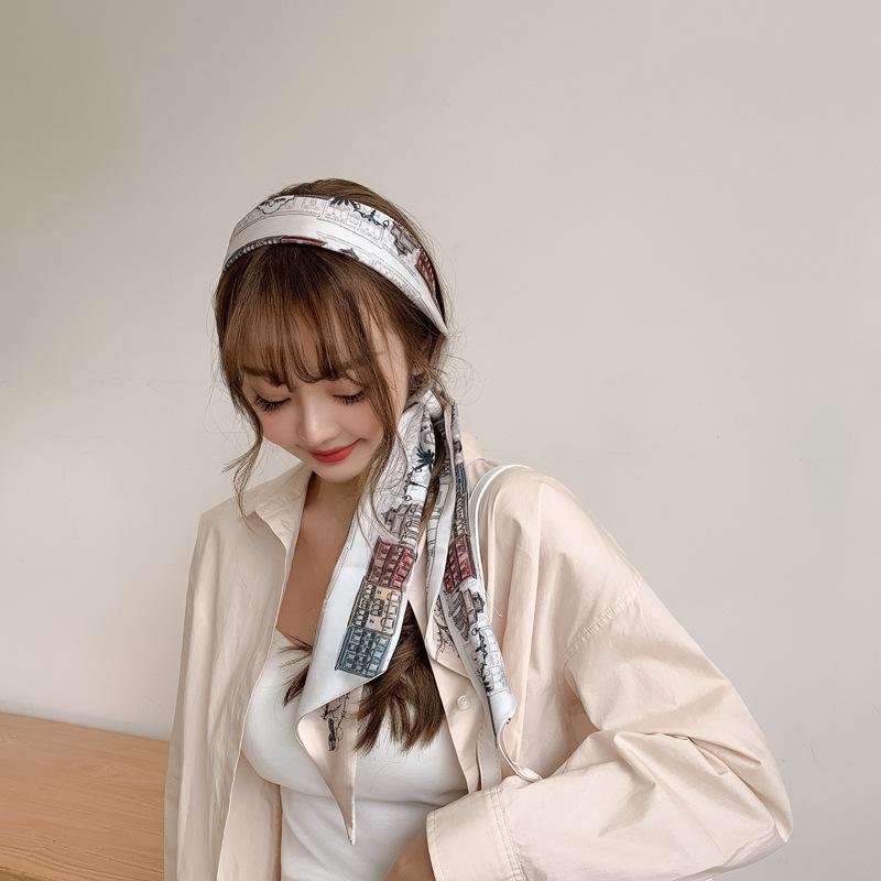 Scarves Ladies Elegant Long Narrow White Castle Print Silk Scarf Women Decorative Hairband Four Seasons Available
Scarves Ladies Elegant Long Narrow White Castle Print Silk Scarf Women Decorative Hairband Four Seasons Available