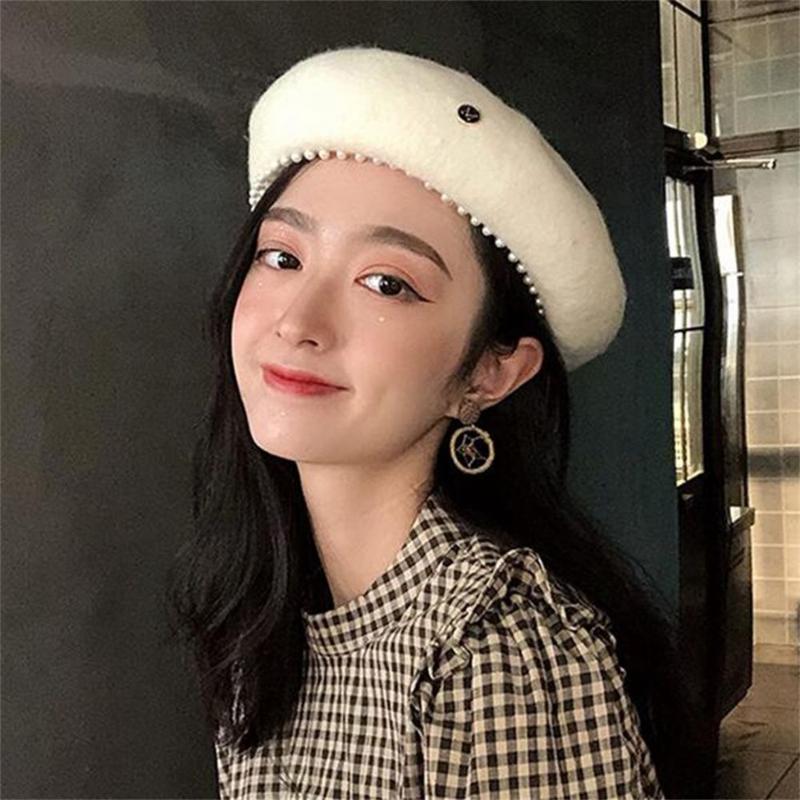 Berets Fashion Retro Wool Pearl Cap For Women Lady Vintage Adjustable Black Red French Artist Flat Cashmere Winter Hat
Berets Fashion Retro Wool Pearl Cap For Women Lady Vintage Adjustable Black Red French Artist Flat Cashmere Winter Hat
