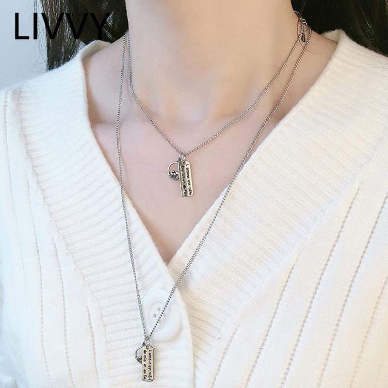 Pendant Necklaces LIVVY 925 Sterling Silver Simple Rectangle English Letter Necklace For Women Couple Fashion Jewelry Gifts
Pendant Necklaces LIVVY 925 Sterling Silver Simple Rectangle English Letter Necklace For Women Couple Fashion Jewelry Gifts