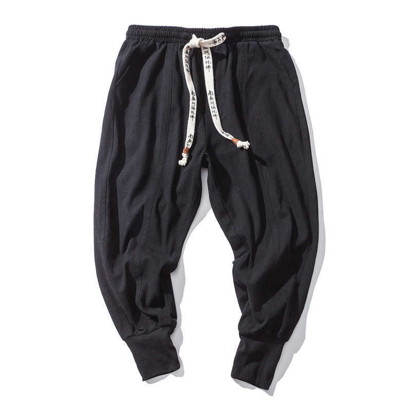 2021 Cotton Linen Jogger Pants Men Streetwear Casual Harem Pants Men Trouser Summer Harem Pants Oversized Men's Clothing Y0811
