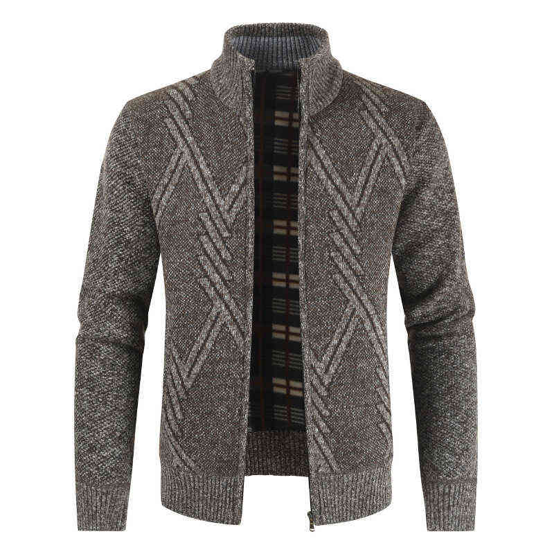 AIOPESON Autumn Winter Jacket Men Coats Solid Slim Fit Thick Fleece Casual Stand Collar Zip 211110