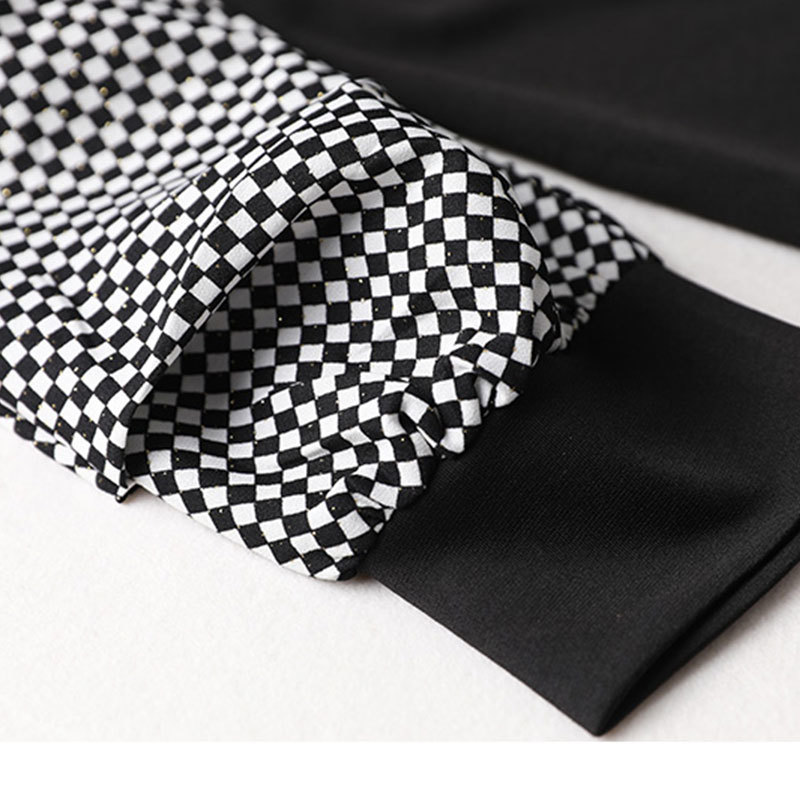 Plus Size Plaid Patchwork Women Spring Autumn Long Sleeve Turn-Down Collar Fashion Ladies Midi Tshirt Dress D0D323N 210416