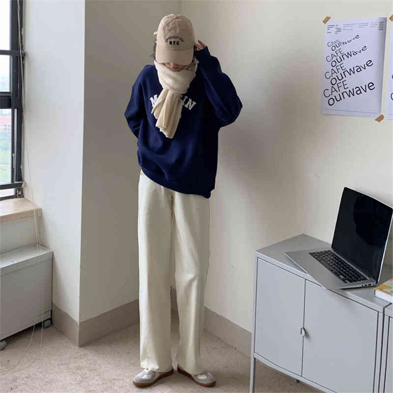 Straight Apricot High Waist Plus Size Chic Pants Casual Women Bottom OL Solid Loose Thicken Trousers Femme 210421