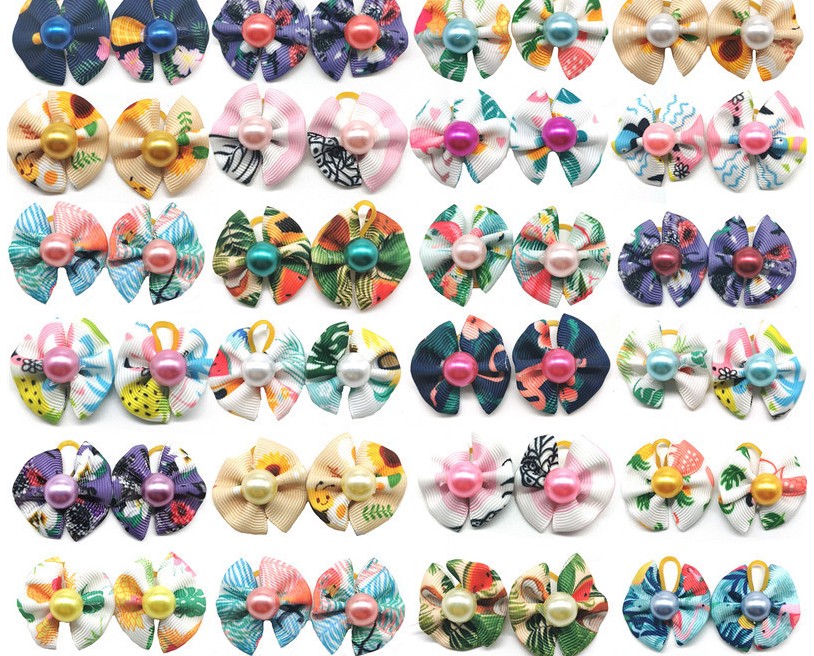 Dog Apparel Hair Bows with Rubber Bands Butterfly Pet Ties Elastic Band for Puppy Cats Accessories