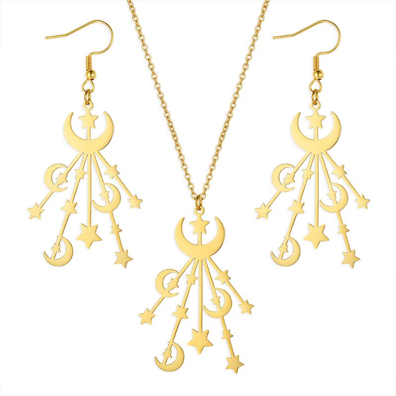 Chains LaVixMia 100% Stainless Steel Minimalism Geometric Star Moon Tassel Earring Necklace Jewelry Set Women Wholesale Drop, Silver
Chains LaVixMia 100% Stainless Steel Minimalism Geometric Star Moon Tassel Earring Necklace Jewelry Set Women Wholesale Drop, Silver