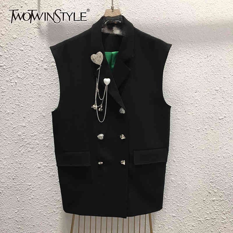 Black Patchwork Chain Korean Vests For Women Lapel Sleeveless Casual Loose Coats Female Spring Fashion Clothes 210524
Black Patchwork Chain Korean Vests For Women Lapel Sleeveless Casual Loose Coats Female Spring Fashion Clothes 210524
