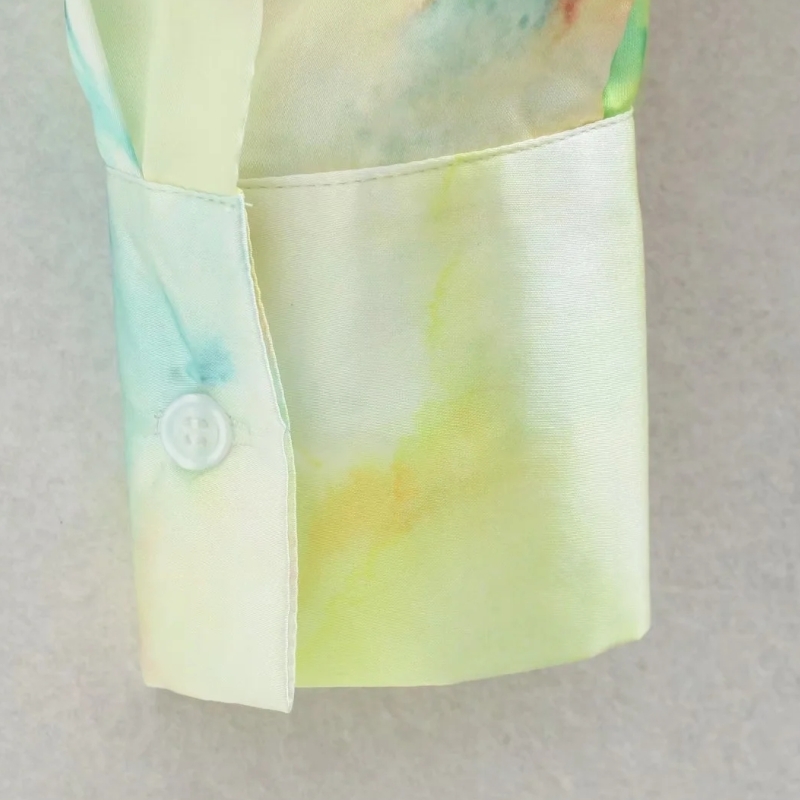 Spring Women Tie Dye Printing Casual Blouse Female Long Sleeve Shirt Office Lady Loose Tops Blusas S8698 210430