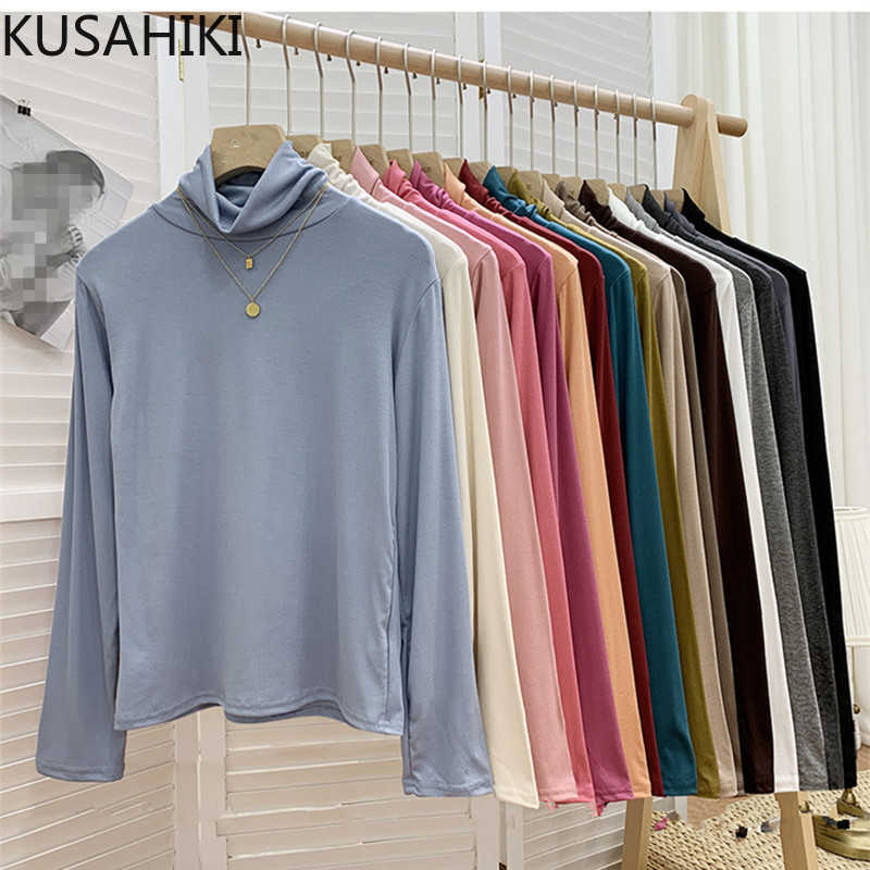 High Stretch Slim Modal Turtleneck Tshirt Spring Long Sleeve Graphic Tees Women Korean Basic T Shirts 6E726 210603, Brown
High Stretch Slim Modal Turtleneck Tshirt Spring Long Sleeve Graphic Tees Women Korean Basic T Shirts 6E726 210603, Brown
