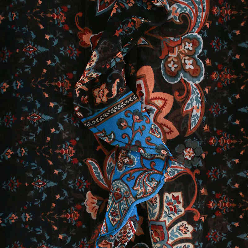 Foridol Floral Print Blouse Shirt Women's Clothing Transparent Ruffle Vintage Button Ladies Shirts Long Sleeve Tops New 210415