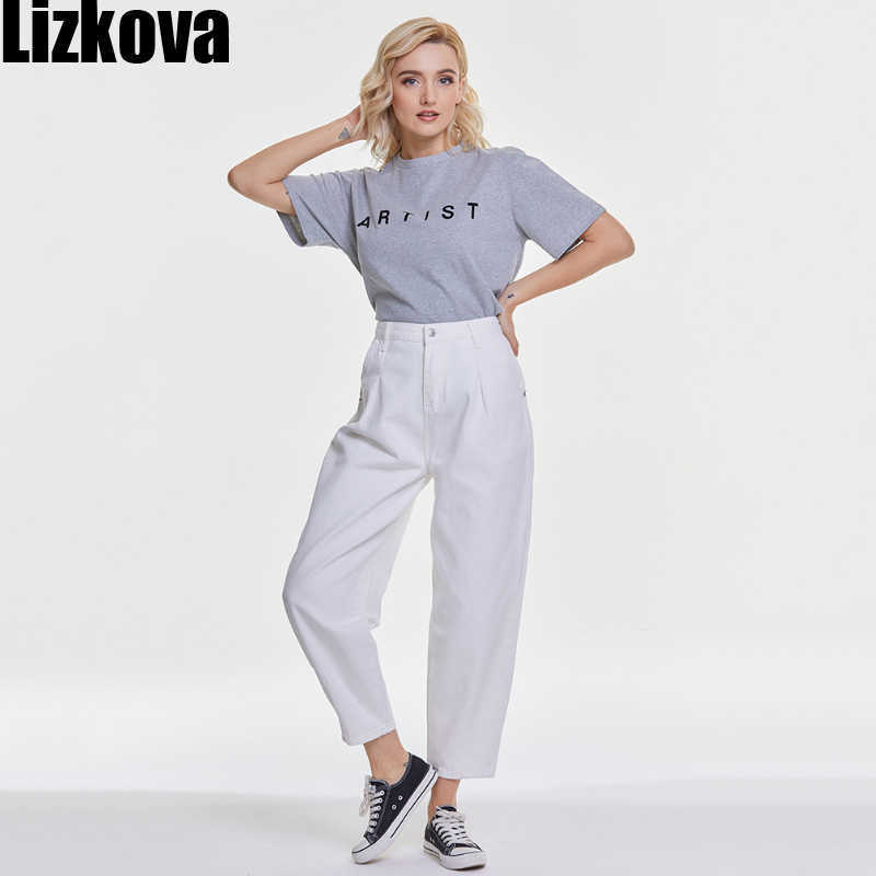 Lizkova Spring White Jeans Woman High Waist Harem Pants Mujer Pantalones Plus Size Casual Streetwear Vaqueros 210922