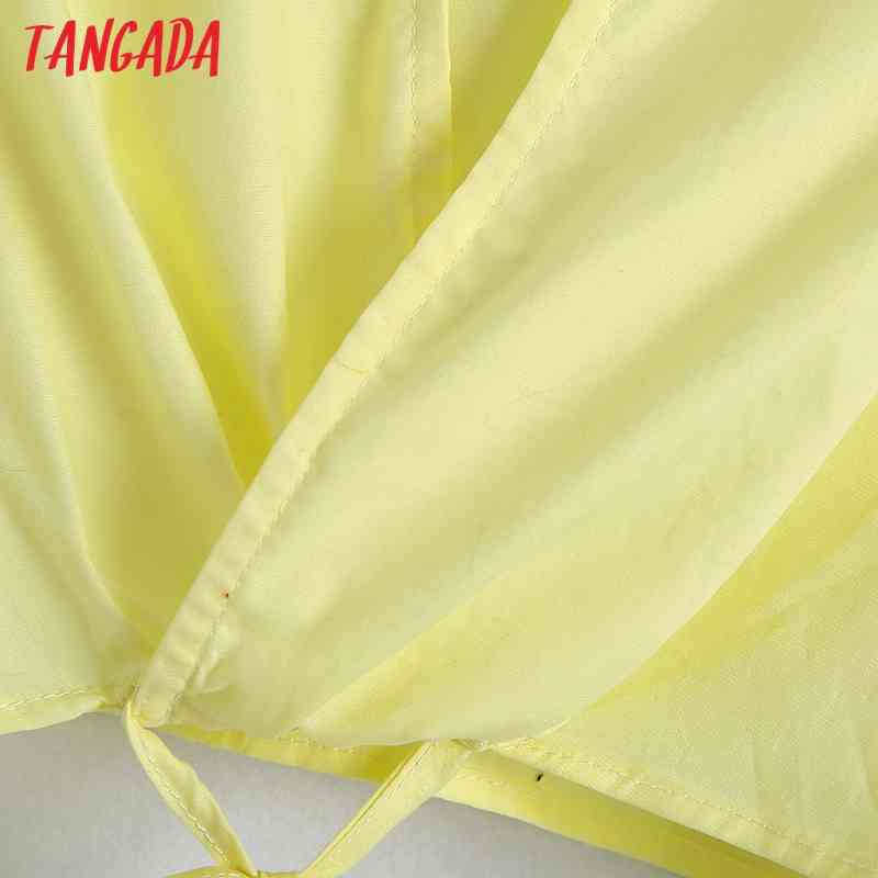 Women Fashion Yellow Slash Cropped Shirt Vintage Long Sleeve Female Shirts Blusas Chic Tops BE523 210416