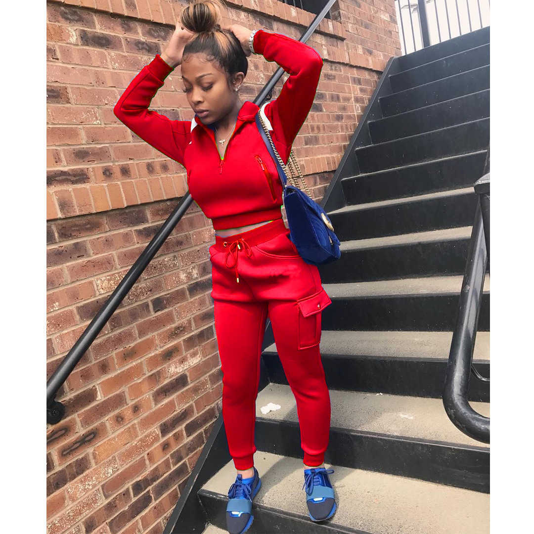 Women Designers Clothes 2023 tracksuits autumn and winter women's solid splicing set personalized zipper sports ladiestwo-piece sportwear woman