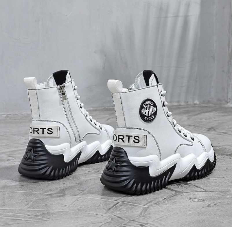 Fashion Women Heel Snow Boots Leather ankle chunky Martin shoes Print Platform Desert Lace-up Boot 35-40