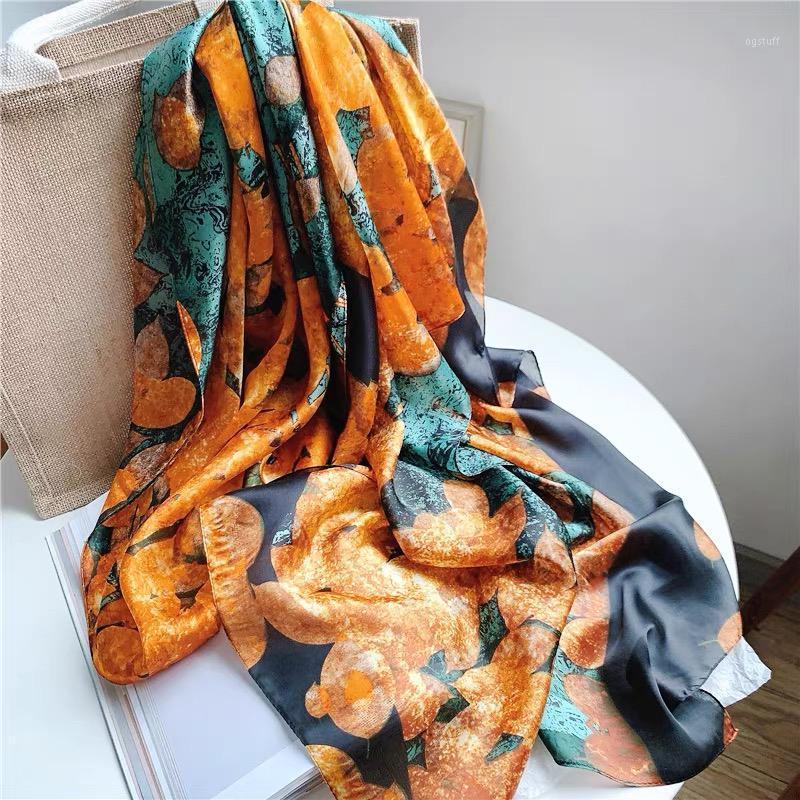 Scarves 2021 Women Silk Winter Scarf Luxury Design Print Lady Beach Shawl Fashion Smooth Foulard Female Hijab, Blue;gray
Scarves 2021 Women Silk Winter Scarf Luxury Design Print Lady Beach Shawl Fashion Smooth Foulard Female Hijab, Blue;gray