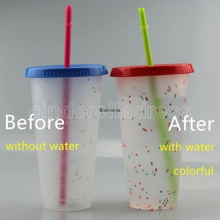 710ml Color Changing CupThermochromic Cup Plastic Drinking Tumblers Color Change PP with Lid and Straw 5 pcs/ set ship by sea FY4496, Multi-color
710ml Color Changing CupThermochromic Cup Plastic Drinking Tumblers Color Change PP with Lid and Straw 5 pcs/ set ship by sea FY4496, Multi-color