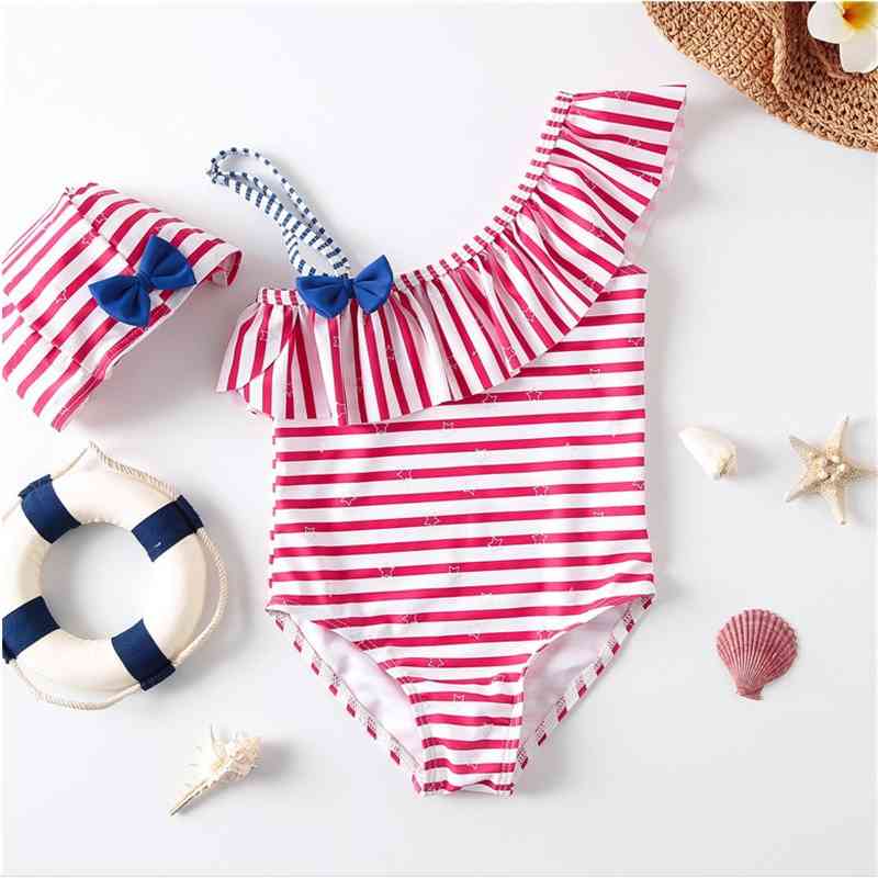 Toddler Kids Baby Girls Striped Stars Swimwear Swimsuit Star Suit Beachwear Summer Children's 210508