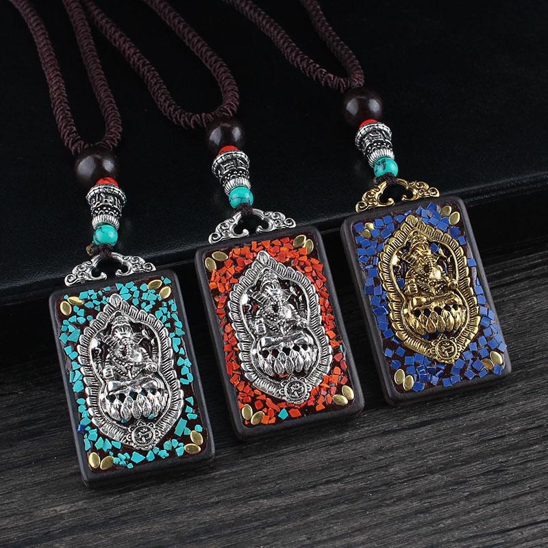 Pendant Necklaces Vintage Nepal Ganesha Elephant Necklace For Women Men Spiritual Buddha Ebony Wood Lucky Amulet Yoga Jewelry, Silver
Pendant Necklaces Vintage Nepal Ganesha Elephant Necklace For Women Men Spiritual Buddha Ebony Wood Lucky Amulet Yoga Jewelry, Silver