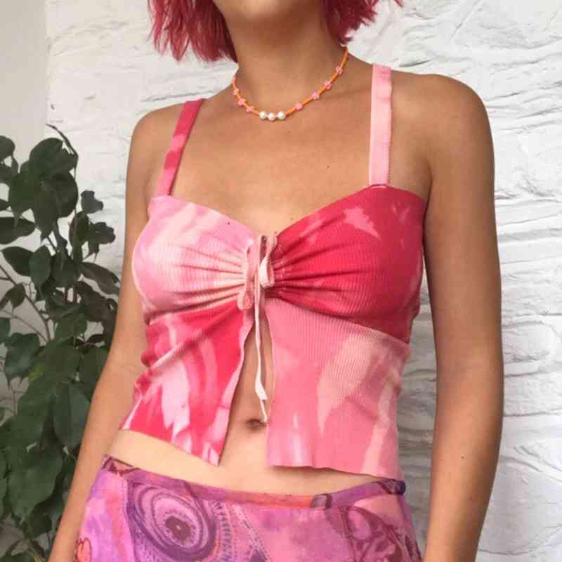 tie dye contrast lace up split sling sexy navel V-neck pleated vest y2k crop top women 210602, Red
tie dye contrast lace up split sling sexy navel V-neck pleated vest y2k crop top women 210602, Red