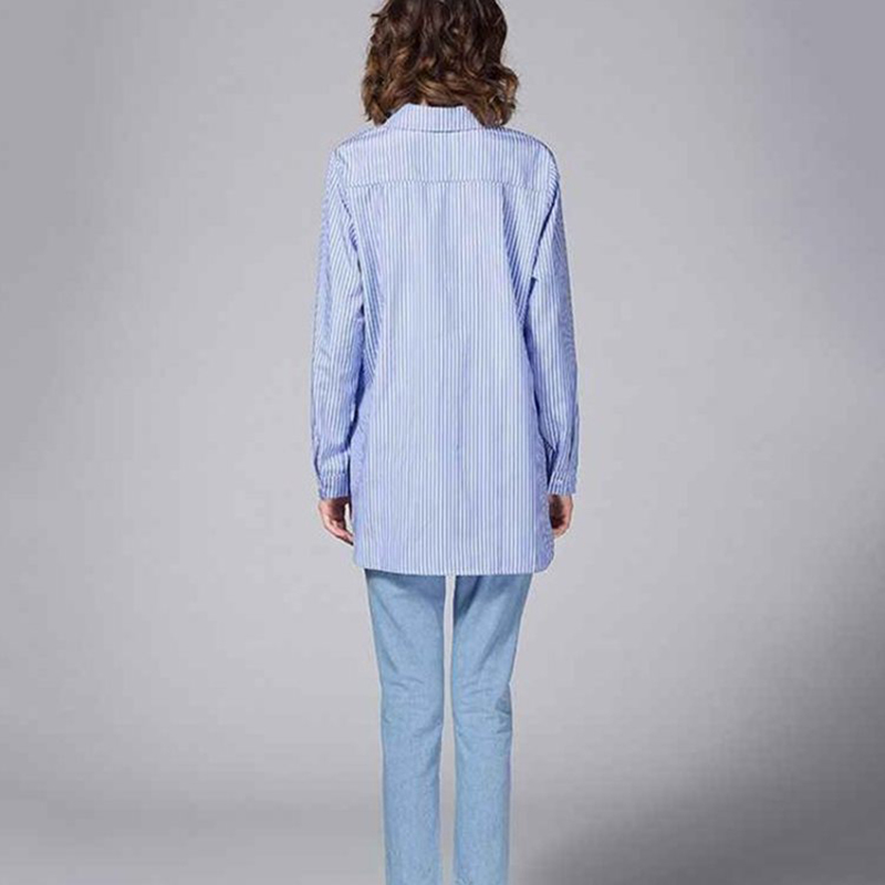 VGH Loose Print Striped Shirt For Women Lapel Long Sleeve Casual Korean Blouse Female Fashion New Clothing Spring Style 210421